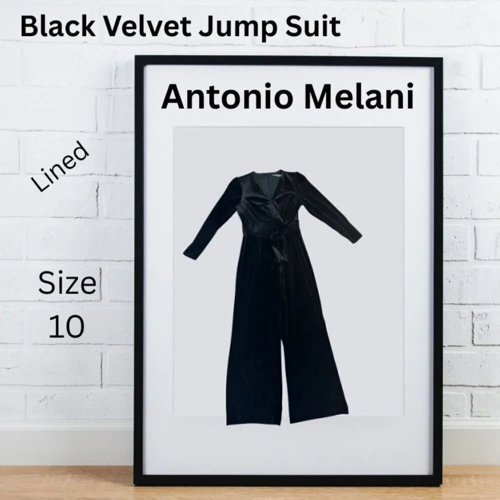 Antonio Melani Miranda Long Sleeve Velvet Jumpsuit Size 10 Flared Leg EUC
